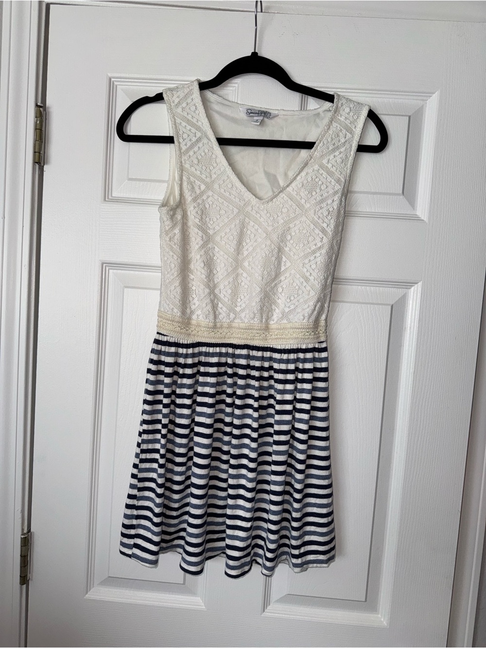 Speechless White and Blue Stripe Dress Size Small